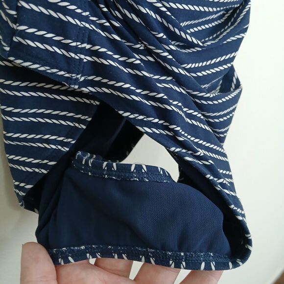 Niptuck Swimsuit Women 10 One Piece Sweetheart Neckline‎ Striped Ruched Nautical - Picture 4 of 12